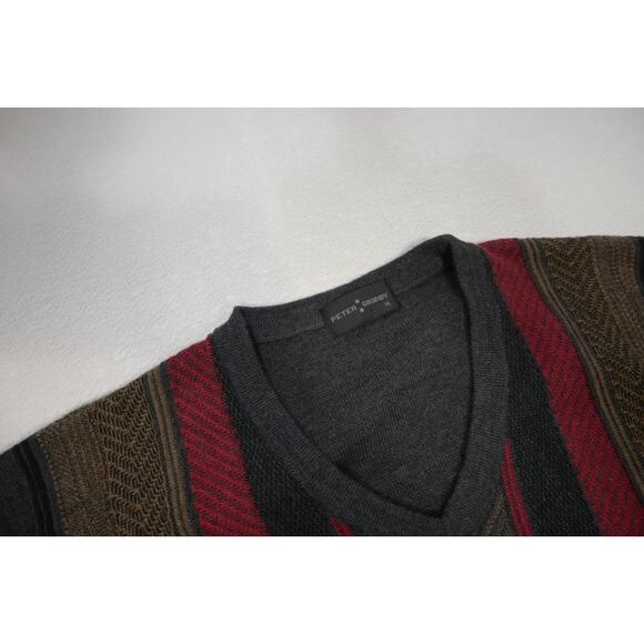 VTG Peter Gribby V Neck Wool Acrylic Sweater Long Sleeve Grays Mens Size XL - Picture 6 of 7